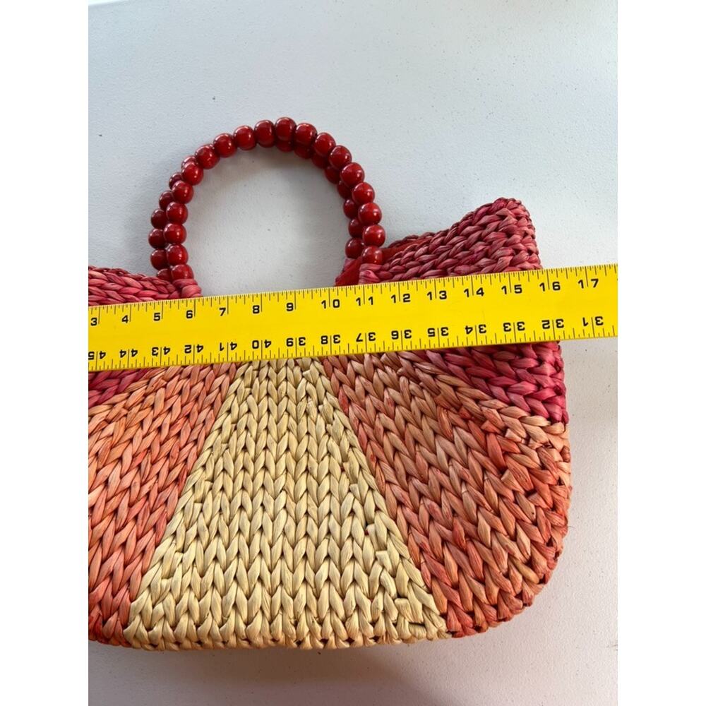 Judi Flowers Beach Tote For Bonjour Fleurette Beaded Wood Handles Lined - Picture 9 of 11
